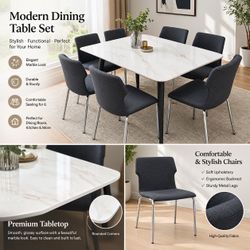 63 x 35.5" Modern Dining Table Set $450/7pcs