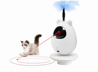 Cat Toy, Cat Toys for Indoor Cats, Cat Laser with 3 Speed Modes and 3 Adjustable Rotation Ranges, Feather Interactive Wobble Toy for Bored Indoor Adul