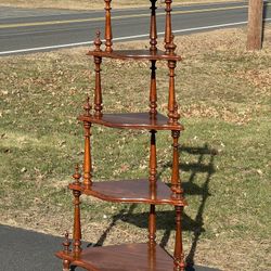 Antique Victorian Walnut Waterfall Corner Etagere