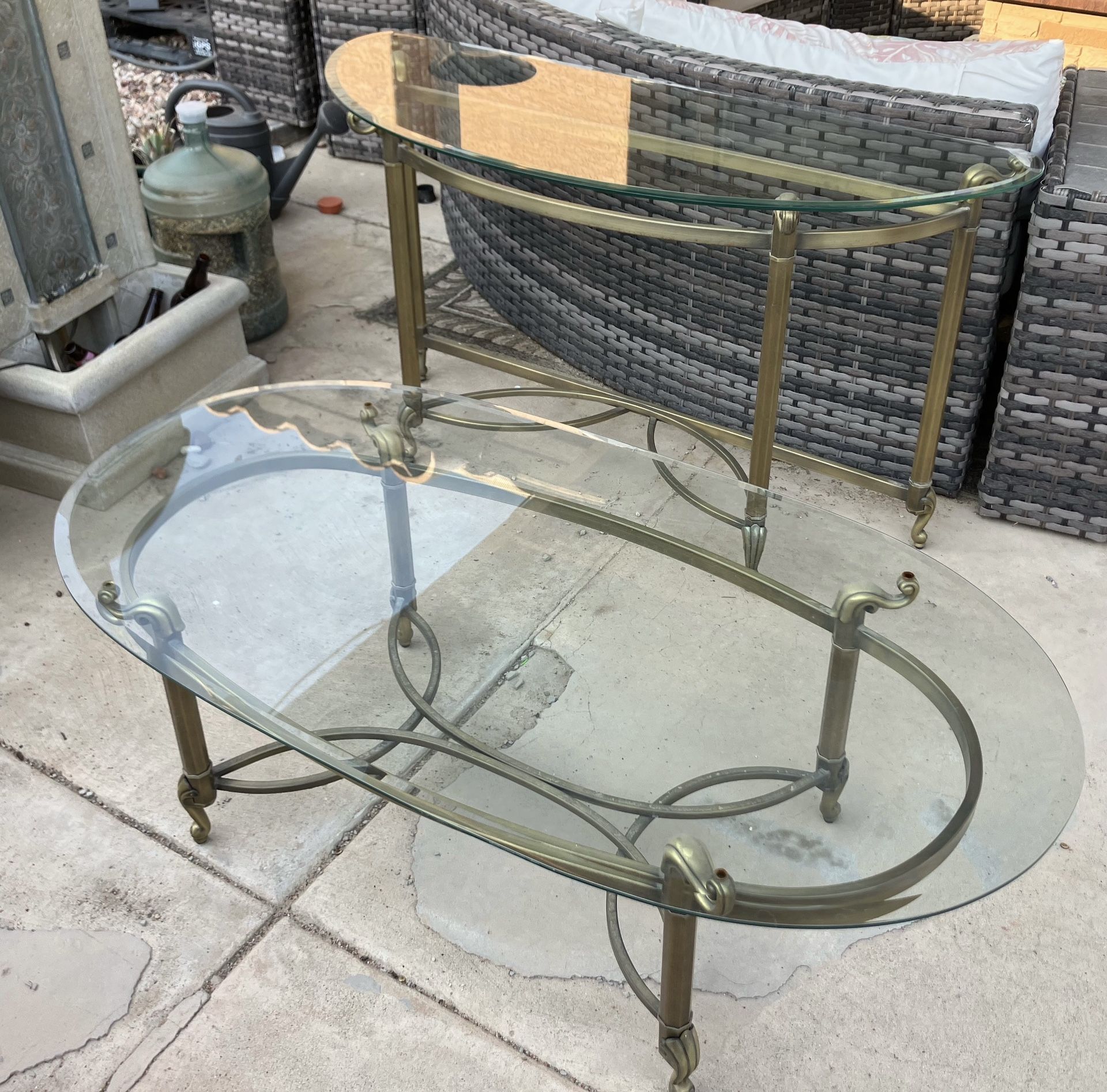 Glass Coffee Table And Entry Way Table