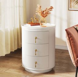 3 D-raw-ers Ni-ghtsta-nd, M-odern Round S-ide End T-able with Storage