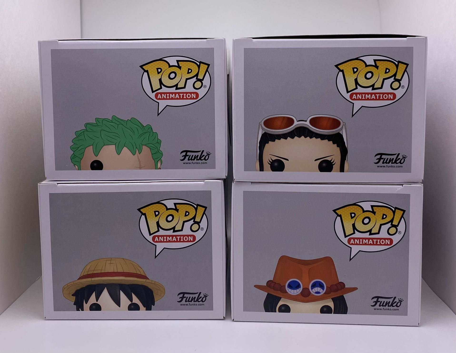 One Piece - Ace, Luffy, Nico, & Zoro Funko POP! 4 POPs Bundle Lot Set w/ Protectors