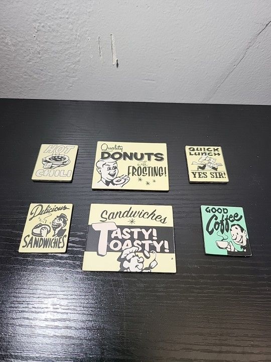6 American Girl AG Mini LIL'S DINER ILLUMA ROOM Signs Magnetic Food Advertising