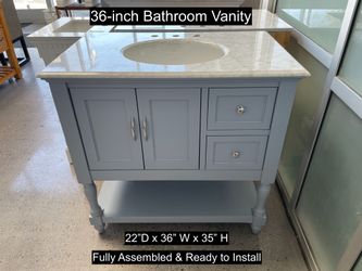 36" Bathroom Vanity with Carrara Marble Countertop & Solid Wood & Plywood Cabinet #3568
