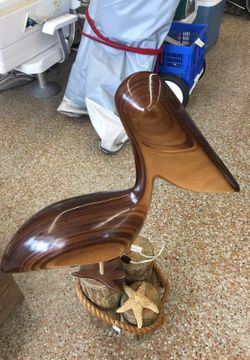 Beautifully Carved Wooden Pelican