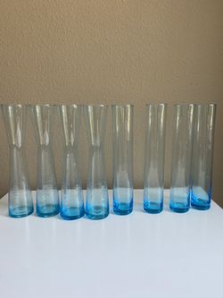 8 Blue Dainty Bud Vases