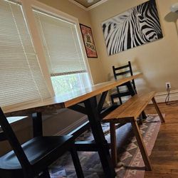 Dining Room Table (Farmhouse) With 3 Chairs And Bench