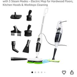 Electric Steam Mop – 15-in-1 Detachable Floor Scrubber with 3 Steam Modes – Electric Mop for Hardwood Floors, Kitchen Hoods & Worktops Cleaning