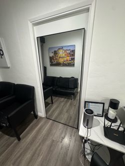 Large Full-Length Floor Mirror with Stand – Black Metal Frame