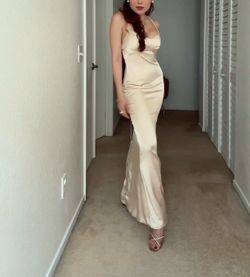 New with Tag, SMALL. Fashion Champagne Satin Backless Maxi