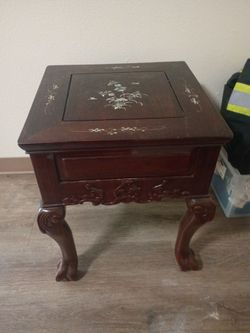 Antique mother of pearl end table