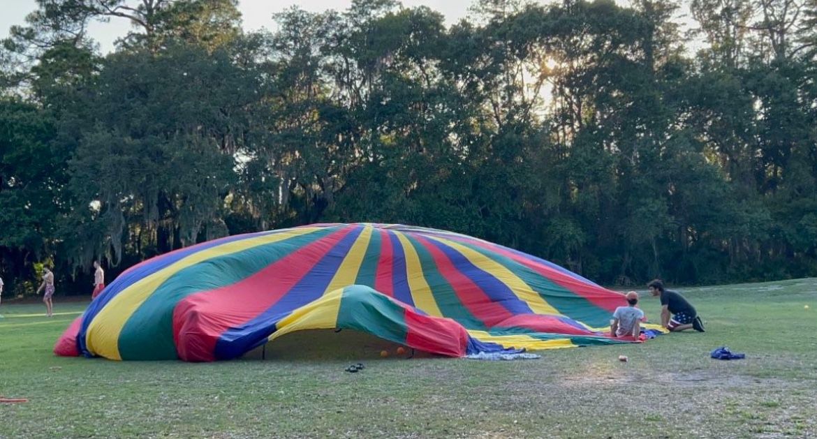 FUN GIANT Children’s Heavy Duty 45’ Feet Kids Parachute High Quality Deluxe PARTY Toddler Preschool Group Excercise Toy