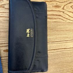 Coach Navy Blue  Accordion Wallet Wristlet 