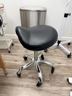 Black Saddle Stool with Chrome Base