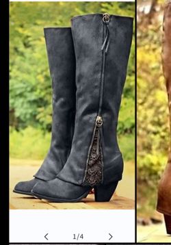 👢New Black Boots Never Worn, Faux Black Leather, Orthopedic Very Comfortable, European size43, 9-9.5 USA size. Women's fashion tall boots.