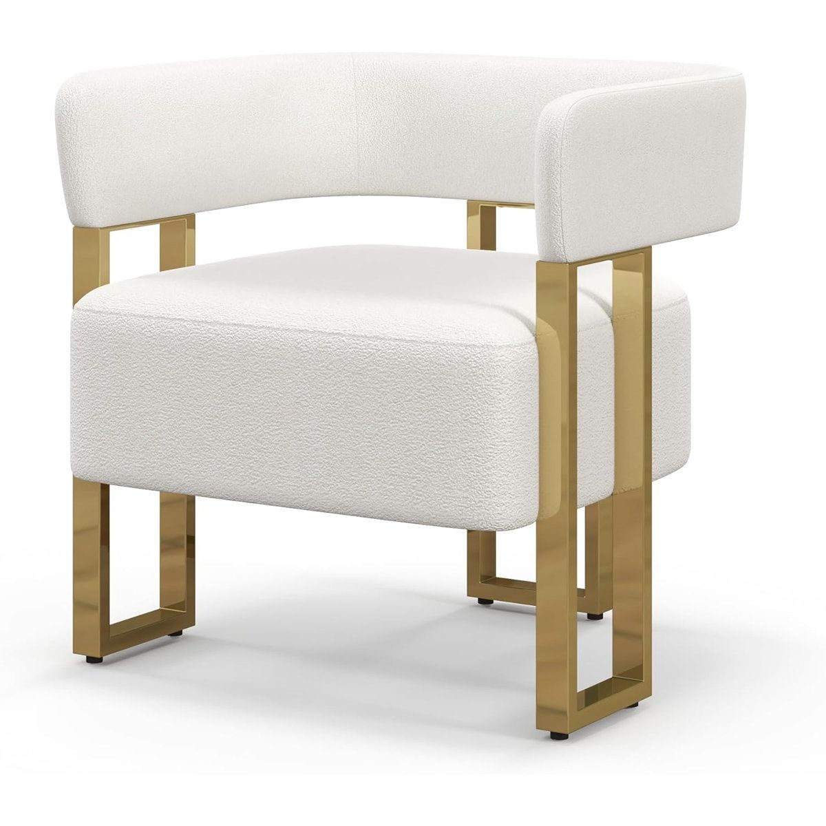 Dayalane Modern Barrel Accent Chair, Sherpa Upholstered Armchairs with Metal Leg, Reading Chair