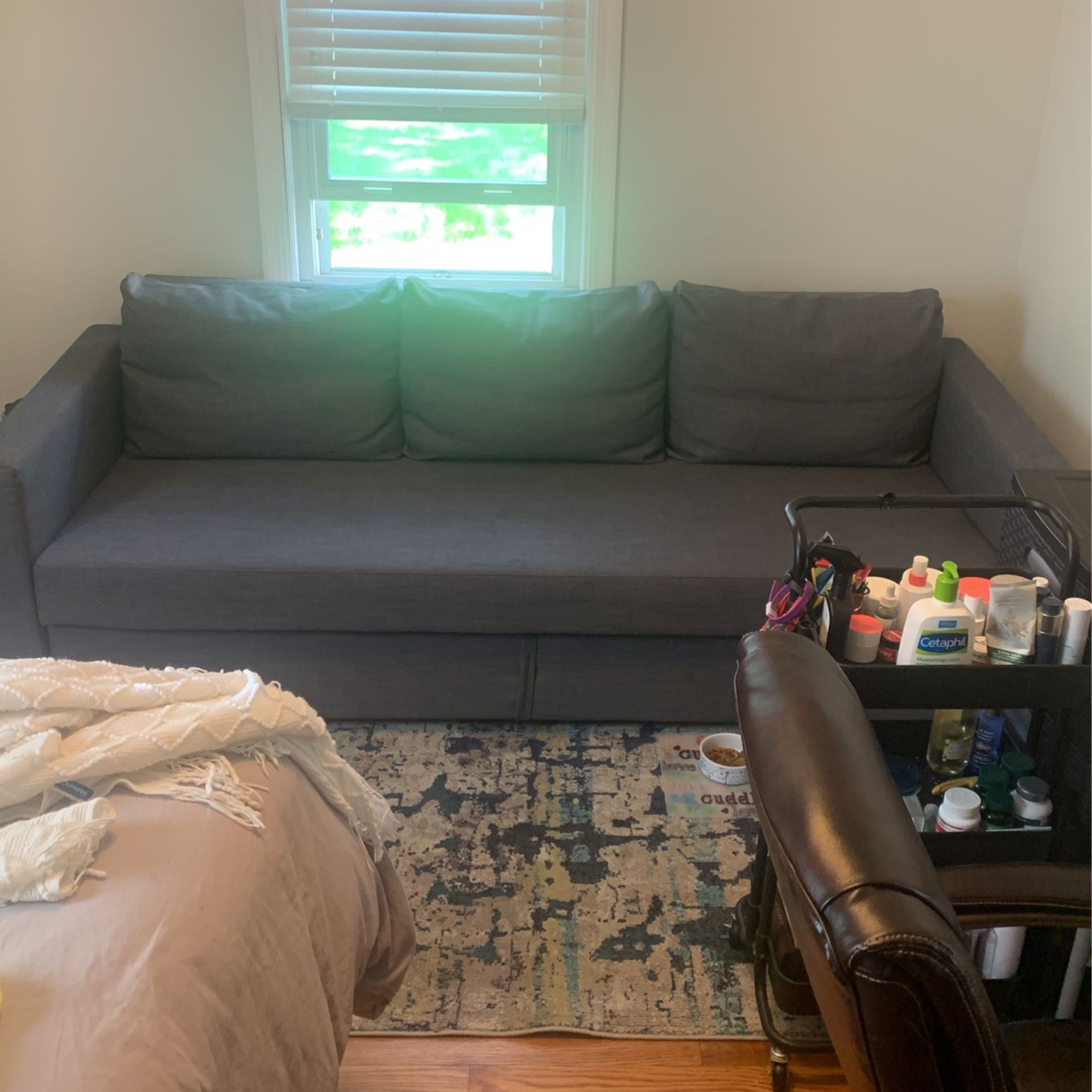 Beautiful Large Couch/Full Size Bed With storage