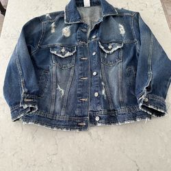 Distressed Jean Jacket No Boundaries