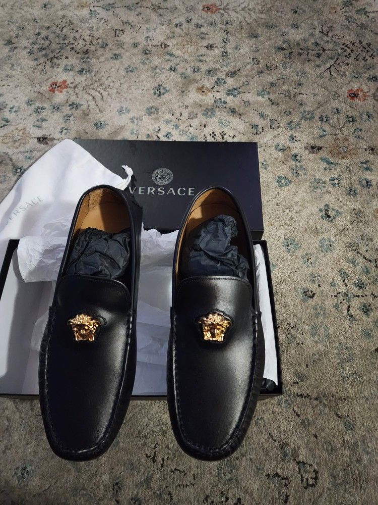 Versace MEN'S Shoes MEDUSA Head Black Leather