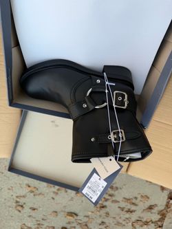Black Moto Ankle Boots with Buckle Detail