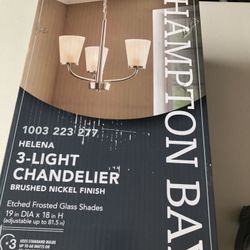 Brand New In Box Hampton Bay3-Light Brushed Nickel Chandelier