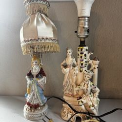 Vintage Porcelain Figurine Lamps – Made in Japan (Set of 2)