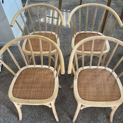 Light Wood Rattan Chairs 