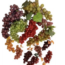 MCM 13 Pc Vintage Faux Artificial Fruit Grapes Plastic Display Decor Rubber 1970’s