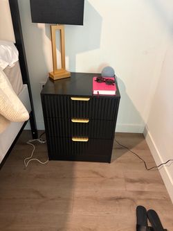 3 Drawer Black Nightstand Set Of 2