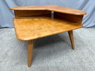 HEYWOOD-WAKEFIELD Vintage Mid-Century Modern 2-Tier Corner Side Table