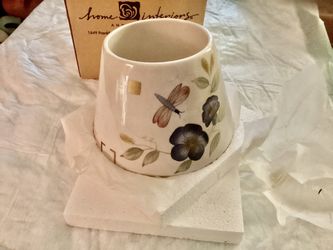 VINTAGE HOME INTERIORS (NIB) FLORAL DESIGN JAR CANDLE TOPPER
