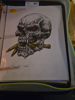Hand Drawn Skull chewing on shells
