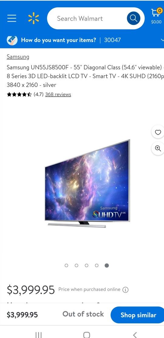 Samsung TV 55" model UN55JS8500