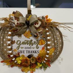 Farmhouse Handmade Pumpkin Thanksgiving Wreath Or Wall Decor  