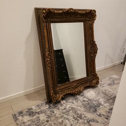 Large Carved Mirror with Gold Gilded Frame