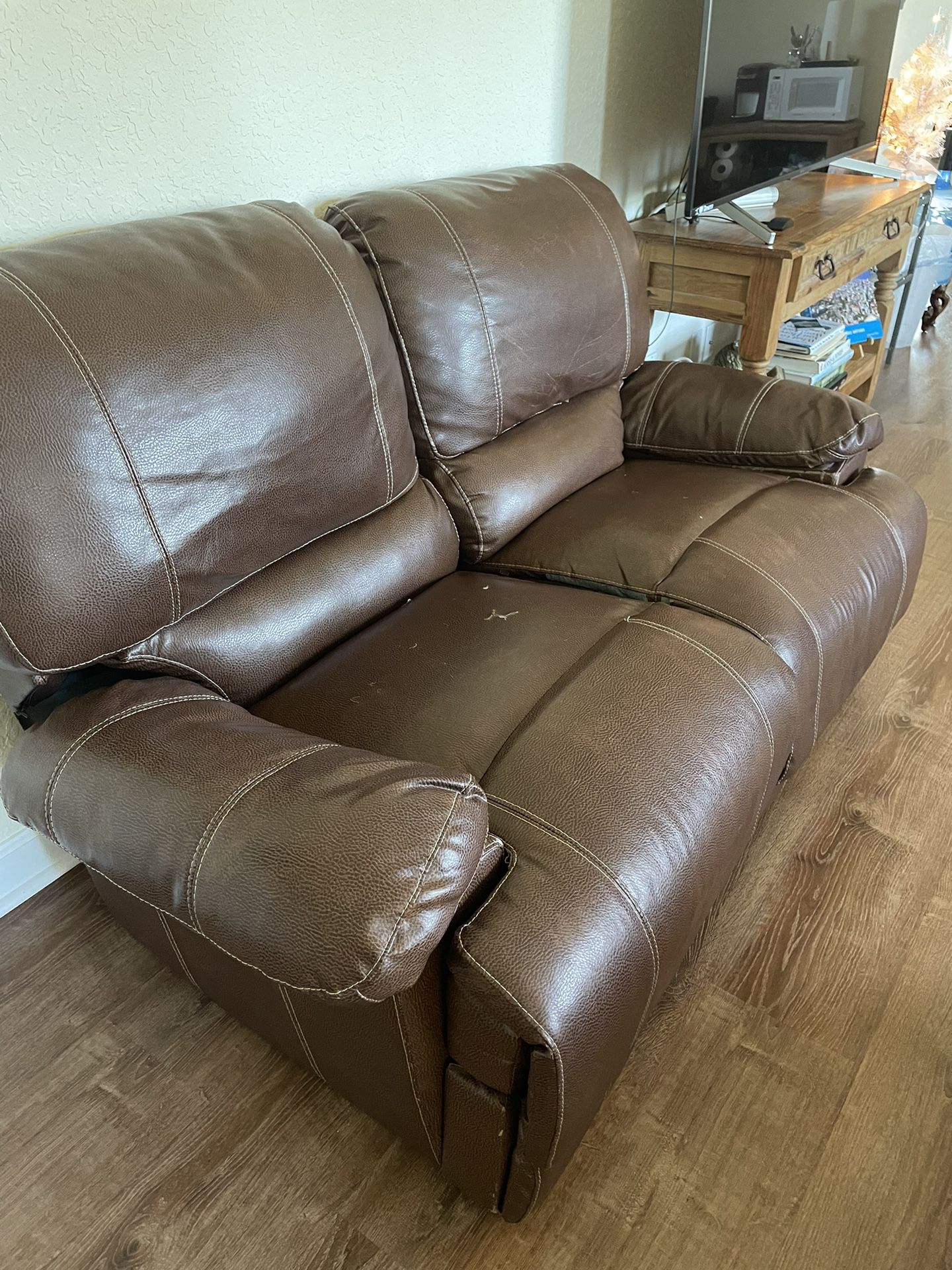 Faux Leather Love Seat - Recliner