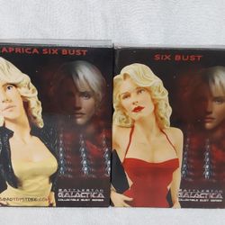 Battlestar  Galactica Six Bust

 Caprica Six Bust 

Diamond Select Toys

$40 each

Six in red dress collectable bust #725 of #2500

Six in yellow dres