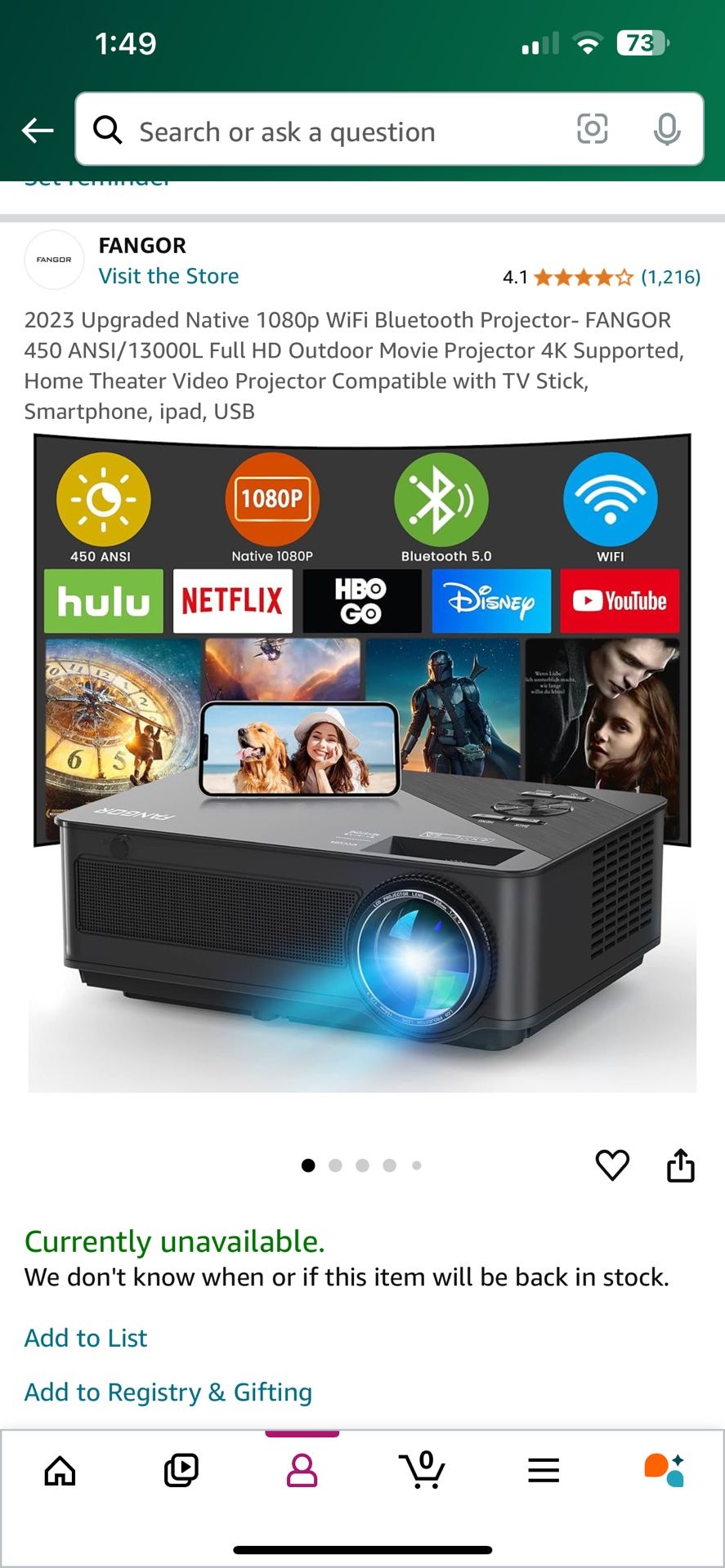 Fangor/native 1080P Projector