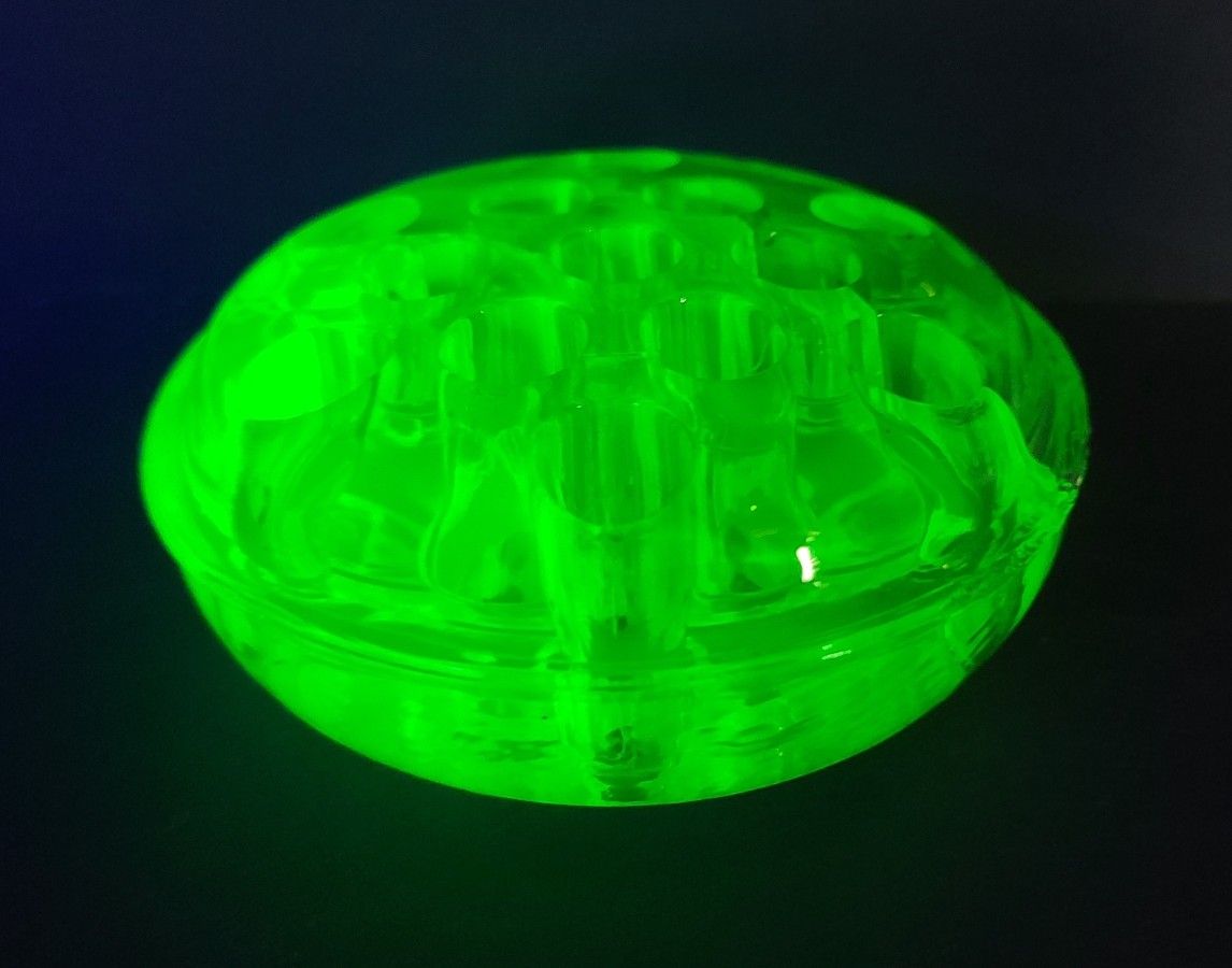 Vintage Uranium Glass Flower Frog