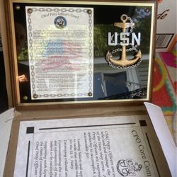 US Navy Chief Petty Officer’s Creed Plaque USN Anchor Name plate Removed