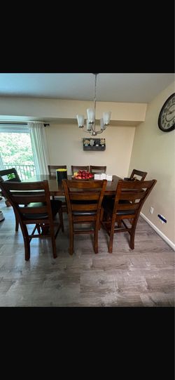 Solid Wood Dining Table Set – Real Wood + Genuine Leather Chairs