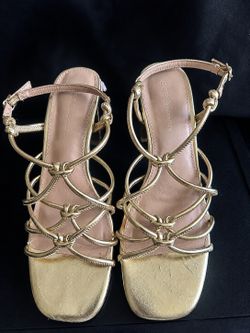 BCBGeneration gold strappy heeled  sandals size 7.5