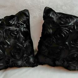 Set Of 2 - Black Unique Design Throw Pillows 