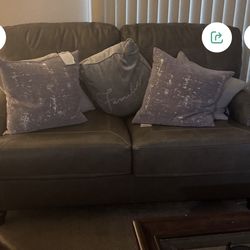 Grey Leather Sofa And Love Seat Combo