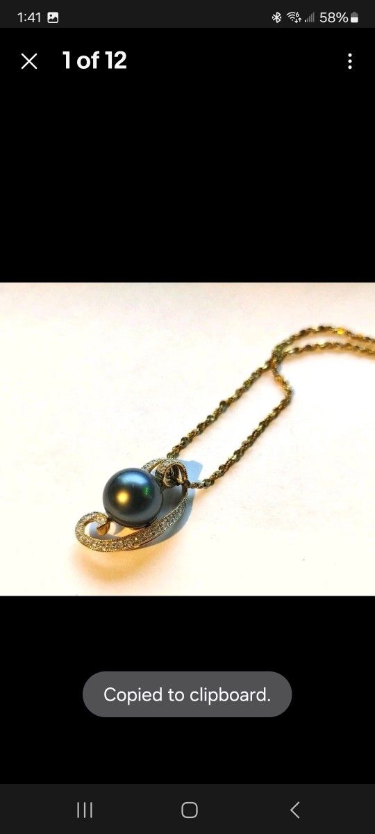 14K Yellow Gold 9mm Tahitian Pearl & Diamond Pendant