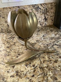 Vintage Brass Flower Ashtray with Removable Petals