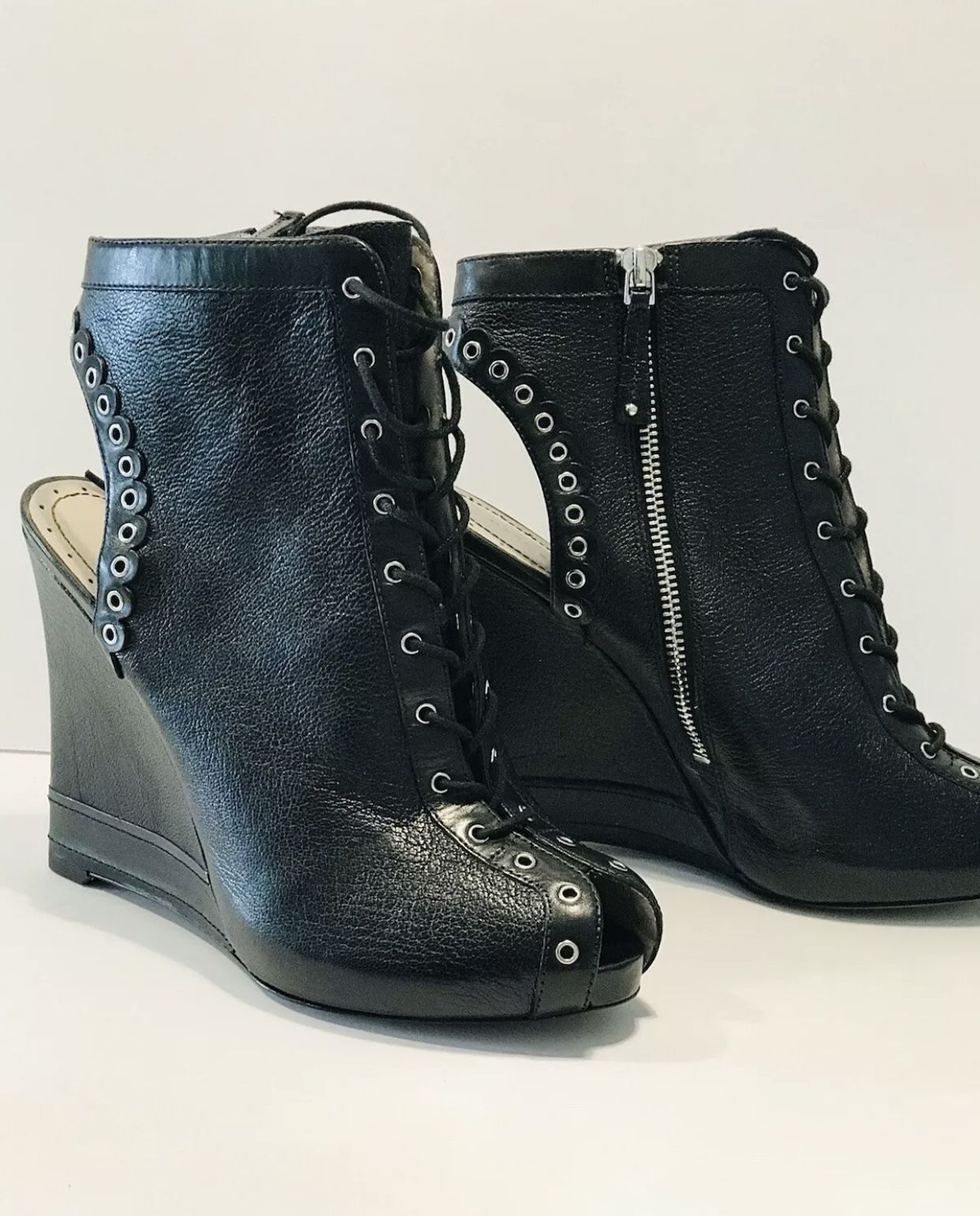 MARC by MARC JACOBS Black Leather Wedge Booties Size 8.5 Excellent Condition. I wore it one time only. Exterior and interior like new.