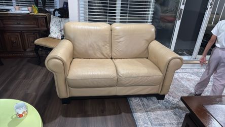 Sofa and love seat, Italian leather.