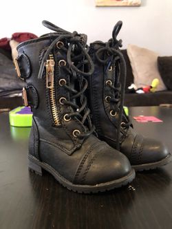 Toddler Girl Combat Black Boots