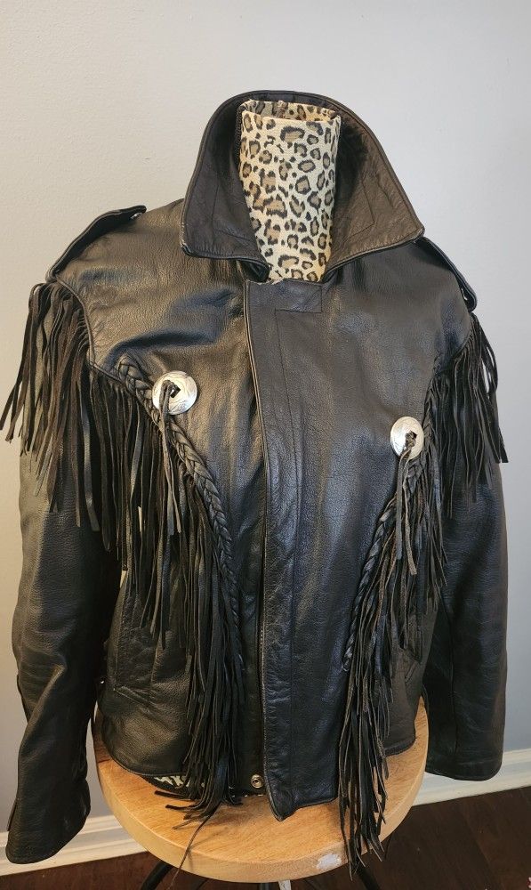 Ladies Leather Fringe Jacet